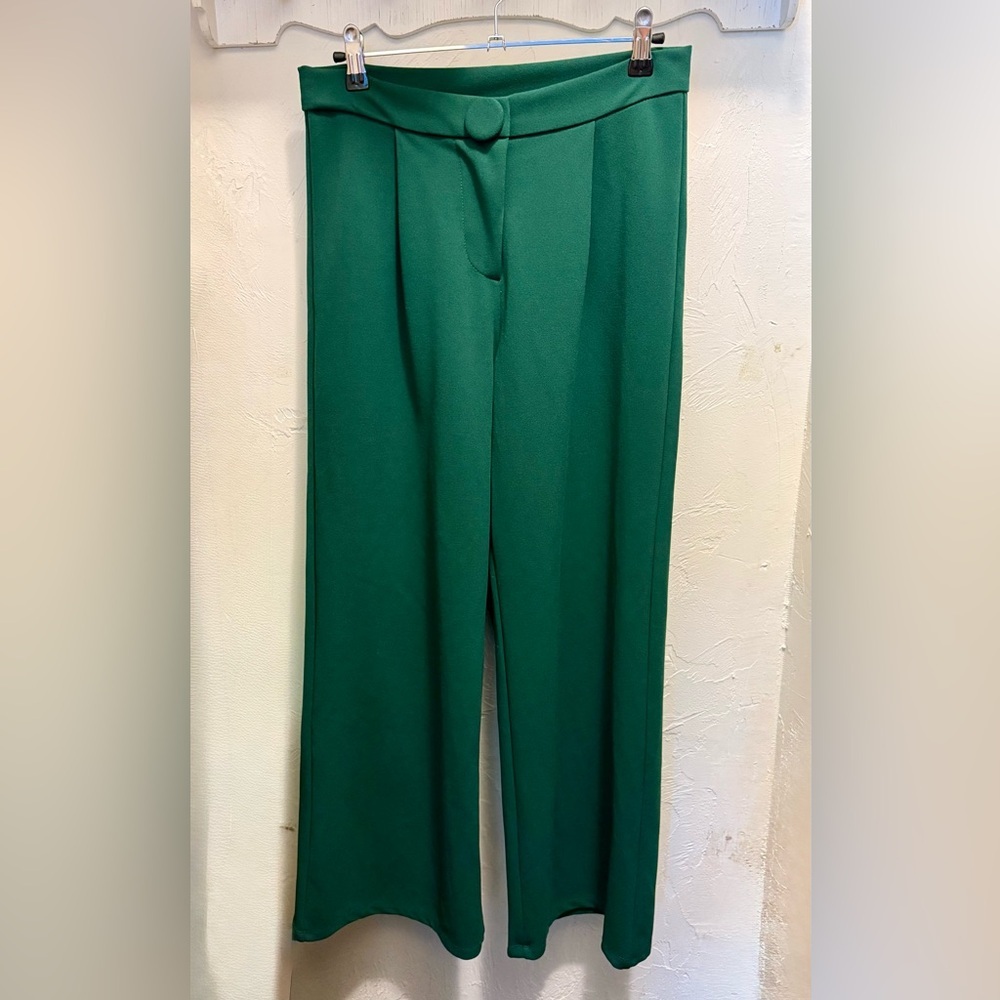 Elegant Women's Green Wide Leg Pants